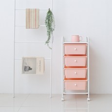 이동식 트롤리 바스켓 4단 정리함 기저귀서랍장, 4단_핑크(09151C), 1