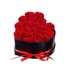 永生花心型禮盒 16朵紅玫瑰, 紅色16朵