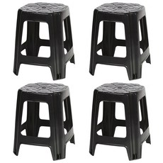 지오리빙 플라스틱 사각의자 4p 간이 야외 포장마차 편의점, 4개, 블랙