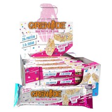 Grenade Grenade Carb Killa 고단백 및 저설탕 캔디 바 12 x 60g - 생일 케이크 Carb Killa Birthday Cake Candy Bars (12, 720g, 1개
