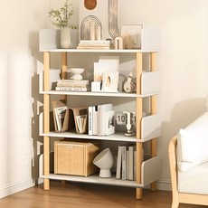 뷔이위이 책장 거실 서재 책꽂이 다용도 수납선반 4단, 화이트