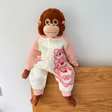 오랑우탄인형옷 고릴라 꾸미기 인형옷 브라운 원피스 원숭이 베어 오랑이 긴팔
