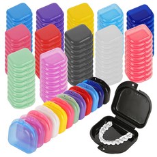 환기 구멍이 있는 120Pcs 치과용 리테이너 케이스 12개의 다양한 색상의 틀니 상자 여행 가정 사무실 및 구강 보호대 홀더 휴대용 가짜 치아 용기, 1세트, 다양한 색상