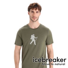 icebreaker Tech Lite II 男羊毛圓領短袖上衣 徒步旅行 橄欖綠 0A56NC