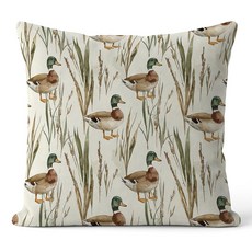 FGFK 농가 말라드 오리 베개 커버 18x18 보육 장식 베이지 깅엄 농장 동물 장식, Color-08