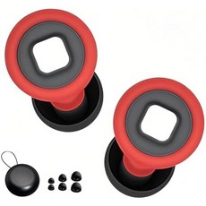 수면 소음 제거용 이어 플러그 8개의 이어팁으로 감소를 위한 45db 오토바이 수면용 재사용 가능한 실리콘 콘서트 업무 공부 코골이 여행블랙 및 레드, Red and Black, Medium