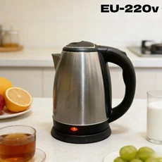 304 스테인레스 스틸 전기 주전자 휴대용 2L 커피 포트 온수기 1500W 자동 차단 가정용, 02 silver EU