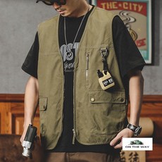 【在路上】 美式復古工裝馬甲男夏季背心馬夾戶外潮牌坎肩無袖機能風夾克外套