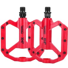【XF】山地自行車公路車尼龍縴維軸承腳踏 彩色配件加寬防滑培林腳蹬, 紅色一對+工具, 1個