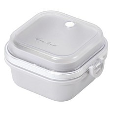 진주 금속 런치 박스 사각형 일본제 홈 라벨 그레이 화이트 DC-6019, 1개
