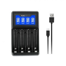 퓨어클리어 4슬롯 AA AAA 충전지 USB 충전기, 1개, 퓨어클리어 AA AAA 충전지용 USB 4구 LCD 충전기