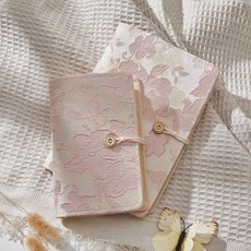 便攜ins風a5活頁手帳文藝A5A6日記手賬可愛筆記本記事本, 1個, A6內頁（僅活頁紙）,粉漾/布藝