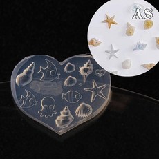 네일 템플릿 1pc 바다 쉘 불가사리 금붕어 잉어 물고기 3D 아크릴 금형 여름 해파리 DIY 실리콘 아트, 옵션08) A8, 1개