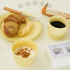 아침 식사 디저트 담기 좋은 노란색 도자기 접시 머그 요거트 그릇 세트 홈카페, 1개, 볼