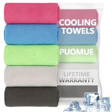 Puomue 쿨링 타월 5팩 101.6 x 30.5cm(40 x 12인치) 요가 스포츠 달리기 운동 체육관 캠핑 및 피트니스용 통기성이 좋고 부드럽고 쌀쌀한 극세사, Puomue 쿨링 타월 5팩, 101.6 x 30.5c