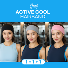 ORNE 쿨링 헤어밴드 기능성 땀흡수 스포츠 운동 냉감 땀흘림 방지 데일리 여성 남성 쿨밴드 남녀공용, 3개, 시크블랙,실버그레이,캔디핑크