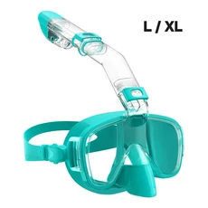 수중 스노클링 하프 페이스 마스크 세트 스쿠버 다이빙 호흡기 김서림 방지 안전 성인용, 10 Green L-XL