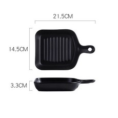 日式陶瓷牛排盤，北歐風烤箱專用餐盤，帶手柄家用烤盤，台灣現貨, 黑色, 1個