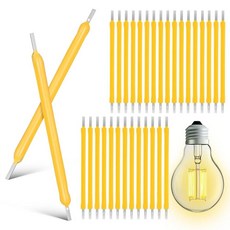 Cabilock 100피스 LED 필라멘트 부품 38mm 전구 교체 3V 웜 옐로우 하드 DIY 프로젝트 및 홈 조명용, Cabilock 100피스 LED 필라멘트 부품 38m