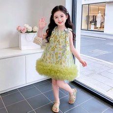 女童碎花洋裝 夏季網紗公主裙 透氣輕盈 甜美風格