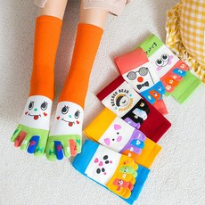예쁜 여성발가락양말 컬러풀 강렬한 컬러의 캐릭터 롱롱 발가락양말 5켤레