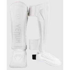 VENUM 菁英系列 散打 MMA皮革護腳脛 自由搏擊 護腳背 Shin Guards護腳脛 (全白色 M/XL), 1個, M
