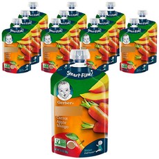 Gerber 어린이 스무디 99g, 당근 + 사과 + 망고, 12개입