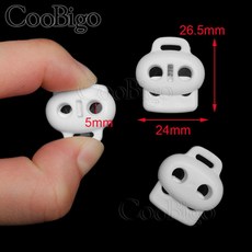 코드 잠금 스토퍼 토글 클립 로프 클램프 신발끈 백팩 스포츠웨어 가방 의류 액세서리 플라스틱 콩 2 홀 1, 08 A white