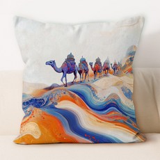 沙漠敦煌風抱枕中國風家居裝飾汽車護腰靠枕午休抱枕被抱枕套, 款式01