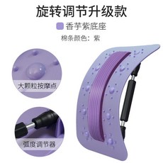 腰椎舒緩器 腰部按摩拉伸開背脊柱矯正器, 【升級鍼灸款】旋轉調節紫底座紫棉條