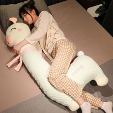 알파카 바디필로우 쿠션 초 대형 선물 라마 애착 수면 알파카바디필로우 베게 동물 푹신한 인형 모찌인형 블루 스카프 알파카 1M A, 라이트그린 아이스 스카프 알파카