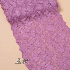 신축성 레이스 리본 원단 DIY 수제 공예 바느질 의류 흰색 트리밍 소재 16cm 너비 1 미터, 보라색, 1개