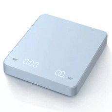 手沖咖啡秤 3kg/0.1g LED電子秤, 水藍-充電式(含隔熱墊), 1個