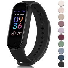 Meliya Amazfit 밴드 5 교체용 스트랩 여성용 남성용 부드러운 실리콘 스포츠 스트랩 손목 밴드 Amazfit 밴드 5 액세서리와 호환 (어비스 블루), 블랙, 1개