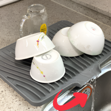 한솔템 완벽 물빠짐 실리콘 식기 건조매트, 1개, 그레이, 1단