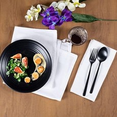 85 면 15 린넨 저녁 식탁보 12개 냅킨 세트 일상용 대형 부활절 특별 미터드 코너 사전 수축 뛰어난 흡수력 초극세사 품질 18x18인치세이지, 18" x 18" (4개 세트), 흰색