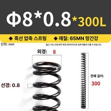 해외 Silverback 에어코킹 충전식 폴리우레탄, 1개, 외경 8 x 0.8 x 300 [10개], 기본 색상