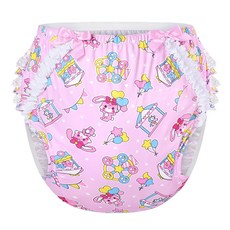 [LittleForBig] M 어른용 실키 기저귀 커버 [토끼 서커스] 총무늬 백에 3층 겹쳐
