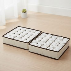 휴핏트 패브릭 세탁쉬운 접이식 양말 속옷 칸막이 정리함, 2개, 베이지