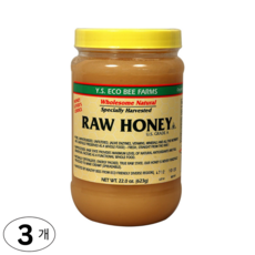Y.S. 에코 비 팜스 로우 허니, 623g, 3개