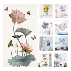 키밍 플라워 벽지 스티커 벽장식 인테리어 시트지_sa11860, 핑크 수산화