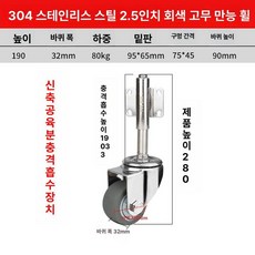 철문 바퀴 교체 부품 충격흡수 저소음 캐스터 대문 회전, 2 . 5인치 뉴 그레이 러버, 1개