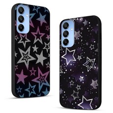 삼성 갤럭시 S25 엣지 5G 6.7인치용 귀여운 스타 폰 케이스 2팩 멋진 미적 Y2K 케이스 Y3K 블루 스타 디자인 커버 여성 소녀 청소년용 블랙 실리콘 충격 방지, for Samsung Galaxy A16 5G, 그라데이션 별