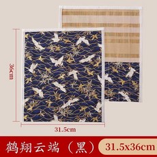 國風筆簾 竹製書法毛筆袋, 1個, 筆簾-鶴翔雲端 黑