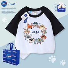 NASA 童裝短袖T恤 瘋狂動物城印花拼接上衣