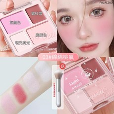 四色修容提亮 一盤多用 打造韓系精緻妝容, 1個, 茗希芝-輕甜高光腮紅盤#03 (贈腮紅刷