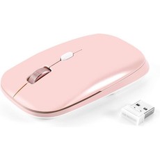 PINKCAT 무선 플랫 마우스 노트북 PC 크롬북 노트북용 2.4G 광학 마우스 특히 컴퓨터 가방용으로 설계 (핑크), 핑크
