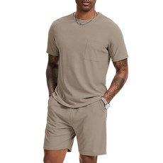 H Hellisal 남성용 반바지 세트 투피스 의상 패션 여름 트랙수트 캐주얼 세트 반소매 및 반바지 세트 남성용 네이비 블루 3XL