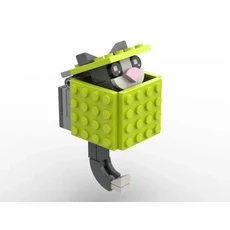 MOC 벽돌 키 체인 거치대 특이한 어린이 장난감 조립 모델 장식 DIY 걸이 링 건설 도시 빌딩 블록, 02 lime gray cat
