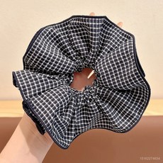 가을/겨울용 짙은 색상의 여성용 볼륨 헤어 밴드 레트로 패션 레오파드 무늬 대학 스타일 패턴 헤어 로프 초대형 헤어 액세서리, 2#파란색 스트라이프 체크무늬 머리끈, 조루쓰와 동일한